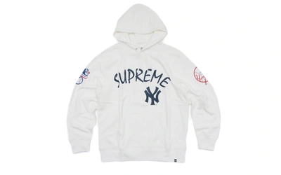 Pre-owned Supreme  Yankees Hooded Sweatshirt White