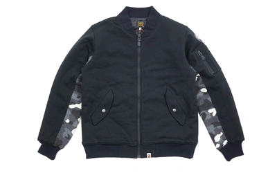 Pre-owned Bape City Camo Accent Cotton Sweat Ma1 Bomber Jacket Black/glow