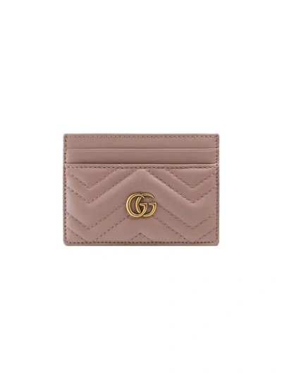 Gucci Gg Marmont Matelasse Card Case In 5729 Pink