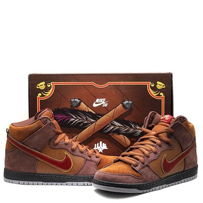 Pre-owned Nike Sb Dunk High Spot Cigar City (special Box) In Dark Oak/team Red-light Brown