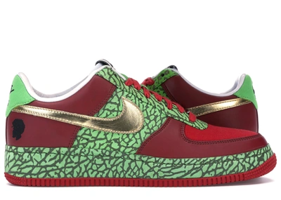 Pre-owned Nike  Air Force 1 Low Questlove In Varsity Red/metallic Gold-mn Green