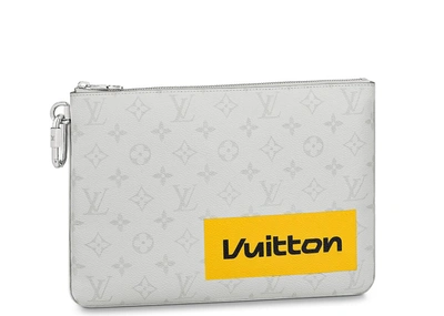 Pre-owned Louis Vuitton  Zipped Pouch Monogram Logo Story Gm White
