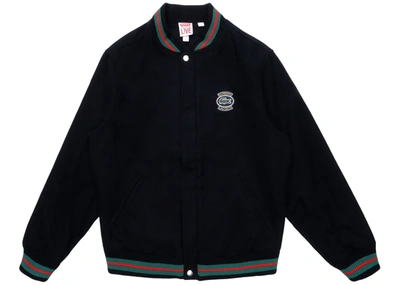 Pre-owned Supreme  Lacoste Wool Varsity Jacket Black