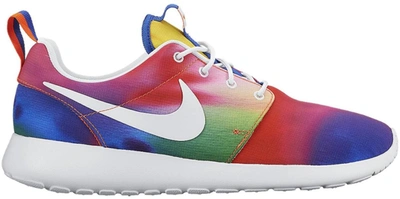 Pre-owned Nike  Roshe Run Tie Dye Rainbow In Court Purple/white-total Crimson