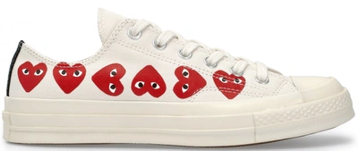 Pre-owned Converse  Chuck Taylor All-star 70s Ox Comme Des Garcons Play Multi-heart White In White/red/egret