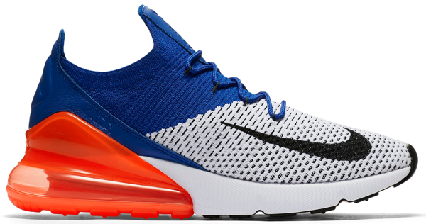 Pre Owned Nike Air Max 270 Flyknit Racer Blue Total Crimson In White Black Racer Blue Total Crimson Modesens