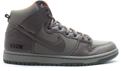 Pre-owned Nike  Dunk Sb High Frank Kozik In Steel Green/olive Khaki-safety Orange