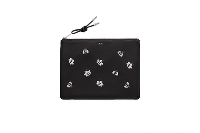 Pre-owned Dior  X Kaws Pouch Pink Bees Black