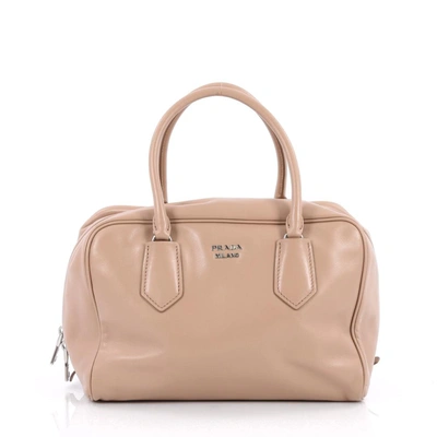 Pre-owned Prada  Inside Bauletto Satchel Nude