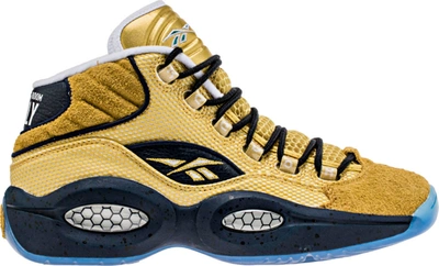 Pre-owned Reebok  Question Mid Ebc In Metallic Gold/black-white