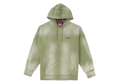 Pre-owned Supreme  Bleached Zip Up Sweatshirt Light Olive