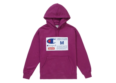 Pre-owned Supreme  Champion Label Hooded Sweatshirt Bright Purple