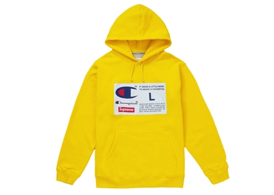 Pre-owned Supreme Champion Label Hooded Sweatshirt Yellow | ModeSens