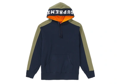 Pre-owned Supreme  Paneled Hooded Sweatshirt Navy