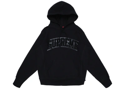 Pre-owned Supreme Patent/chenille Arc Logo Hooded Sweatshirt Black