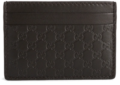 Pre-owned Gucci Card Case Microssima Black