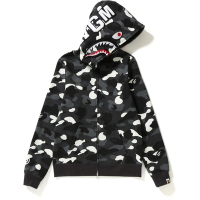 Pre-owned Bape City Camo Shark Full Zip Hoodie Black | ModeSens