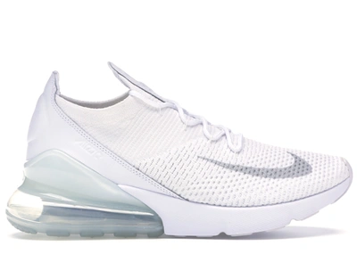 Pre-owned Nike  Air Max 270 Flyknit Triple White In White/pure Platinum-white