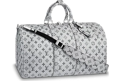 Pre-owned Louis Vuitton  Keepall Bandouliere Metallic Monogram 50 Silver