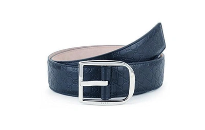 Pre-owned Gucci Belt Microssima 1.5 Width Navy