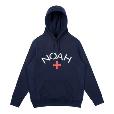 Pre-owned Noah  Core Logo Hoodie Navy