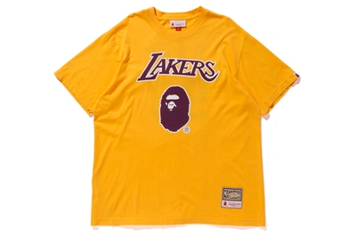 Pre-owned Bape X Mitchell & Ness Lakers Tee Yellow