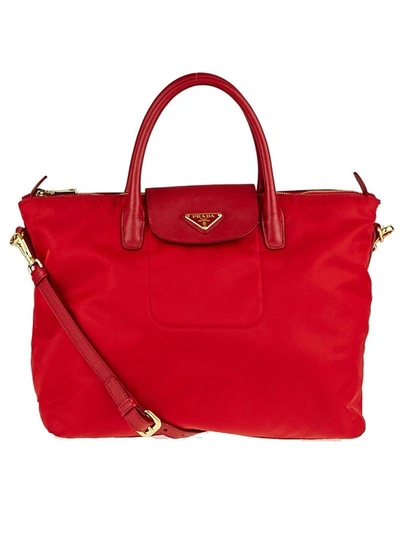 Pre-owned Prada  Shopping Tote Tessuto Saffiano Red