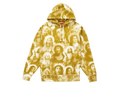 Pre-owned Supreme  Jesus And Mary Hooded Sweatshirt Gold