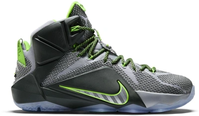 Pre-owned Nike  Lebron 12 Dunk Force In Dark Magnet Grey/magnet Grey-electric Green