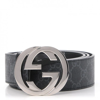 Pre-owned Gucci  Interlocking G Belt Gg Supreme Black