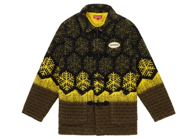 Pre-owned Supreme  Snowflake Toggle Fleece Jacket Yellow