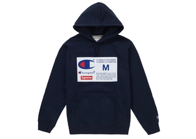 Pre-owned Supreme  Champion Label Hooded Sweatshirt Navy