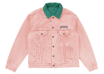 Pre-owned Supreme Levi's Quilted Reversible Trucker Jacket Pink