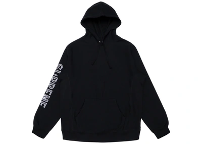Pre-owned Supreme  Sleeve Embroidery Hooded Sweatshirt Black