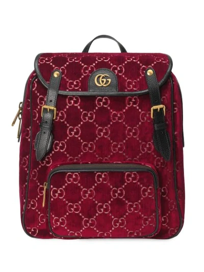 Gucci Small Gg Pattern Backpack In Red