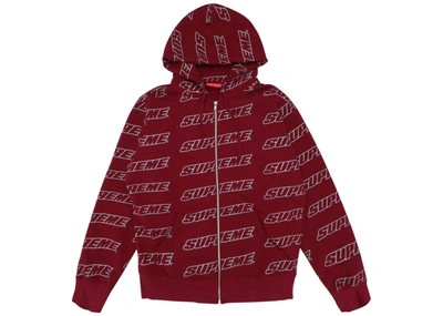 Pre-owned Supreme  Repeat Zip Up Hooded Sweatshirt Cardinal