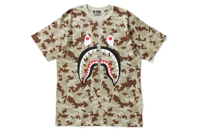 Pre-owned Bape  Desert Camo Shark Tee Beige