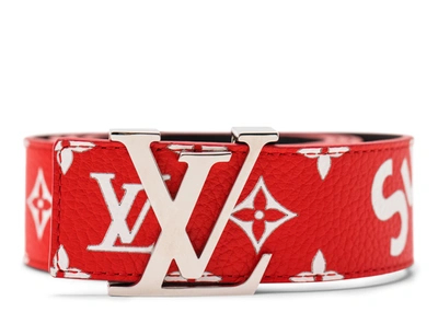 (LOUIS VUITTON) LOUIS VUITTON MP015 Monogram Senture LV Initial Louis  Vuitton x Supreme LV Initiales 40 MM Belt Belt Leather Men's, red