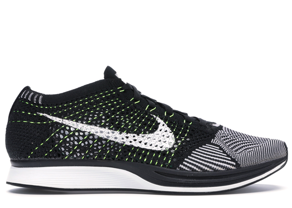 nike flyknit racer black white volt