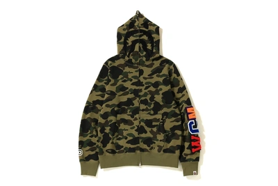 Pre-owned Bape  1st Camo Detachable Shark Hoodie Green