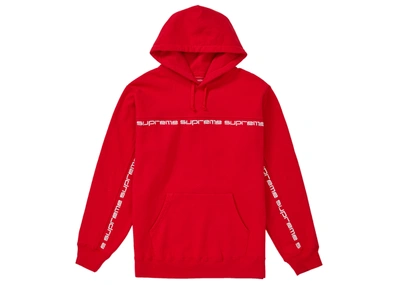 Pre-owned Supreme  Text Stripe Hooded Sweatshirt Red