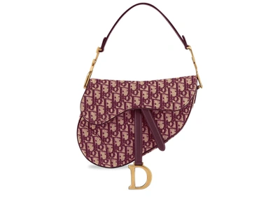 Pre-owned Dior  Oblique Saddle Bag Burgundy