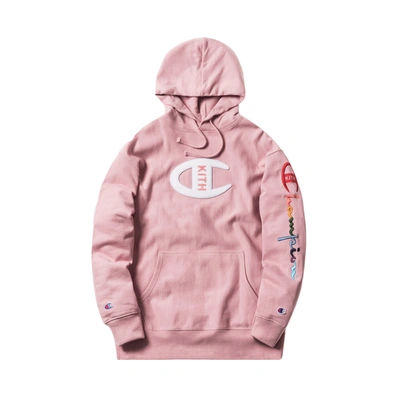 Pre-owned Kith  Champion Logo Hoodie Pink