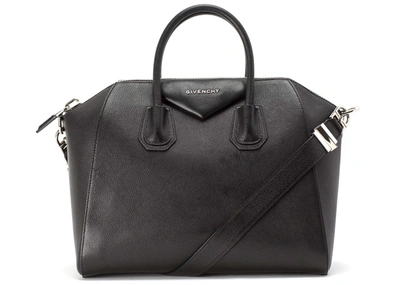 Pre-owned Givenchy  Antigona Tote Sugar Goatskin Medium Black