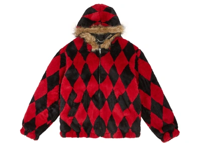 Pre-owned Supreme  Diamond Faux Fur Jacket Red