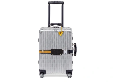 Pre-owned Fendi Cabin Suitcase Ff Silver/yellow