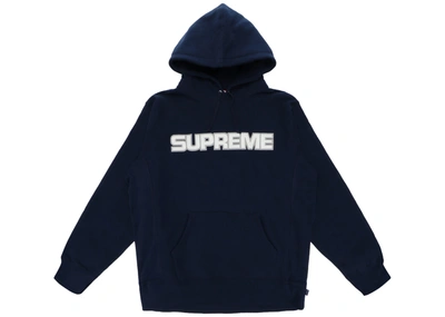 Pre-owned Supreme  Perforated Leather Hooded Sweatshirt Navy