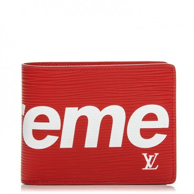 Pre-owned Supreme Louis Vuitton X  Slender Wallet Epi Red