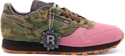 Pre-owned Reebok Classic Leather R12 Shoe Gallery Flamingoes At War In Camo/pink