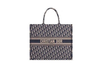 Pre-owned Dior  Book Tote Oblique Navy Blue